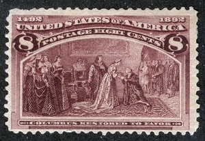 US Sc 236 Brown Purple 8¢ 1893 Columbian Unused No Gum - Picture 1 of 1