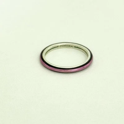 Pandora 925 Sterling Silver Purple Enamel Band Ring Size 6 - Image 1 of 4