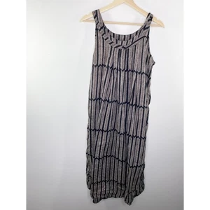 Amisha Womens Maxi Dress Size L/XL Black Cream Boho Lagenlook Cotton India - Picture 1 of 8