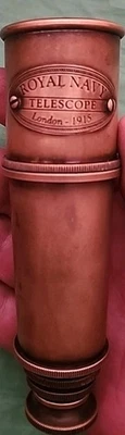 To Her Majesty's Royal Navy A. Maspoli 30 Halborn 黄铜望远镜带木盒 — 第 1/4 张图片
