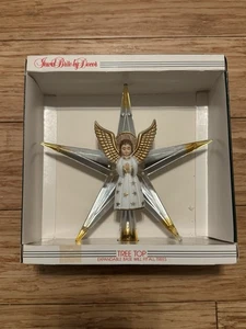 Vintage Jewelbrite Gold Stern blauer Engel Christbaumspitze Midcentury - Bild 1 von 3