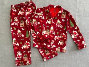 Nick & Nora Pajamas Set Top & Pants sz 8 / Kids Santa CHRISTMAS Flannel - Picture 1 of 12