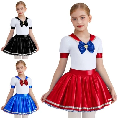 Kids Girls School Uniform Sailor Costume Anime Comic Con Cosplay Fancy Dress - Image 1 of 3