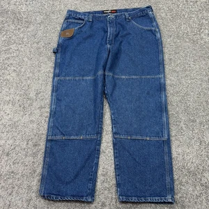 Jeans Wrangler Riggs Uomo 42x30 Blu Doppio Ginocchio Falegname Dritto Lavoro Denim - Foto 1 di 10