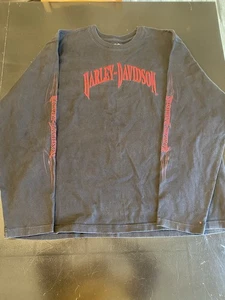 Harley-Davidson Custom Long Sleeve Crew Neck Shirt Black Mens Sz 3XL - Picture 1 of 10