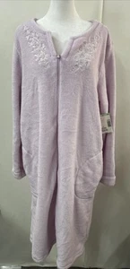 LAURA SCOTT Nightgown Purple Fleece Soft Sleepwear Robe XL Dual Pockets Full Zip - Picture 1 of 10