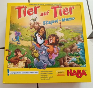 HABA 302812 - Tier auf Tier – Stapel-Memo | Kniffliges Bau- und Memospiel mit 19 - Bild 1 von 6