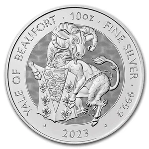 Moneda de plata 2023 Gran Bretaña 10 oz Royal Tudor Beasts The Yale of Beaufort BU - Imagen 1 de 3