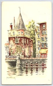 Vintage 1986 Amsterdam Schreierstoren Postcard Hoetman Art Netherlands - Picture 1 of 2