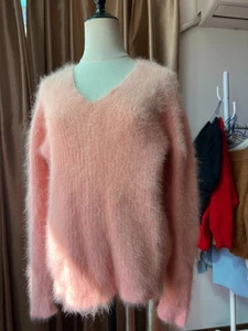Maglione lana angora pullover misto soffice fuzzy maglia super morbida - Foto 1 di 10