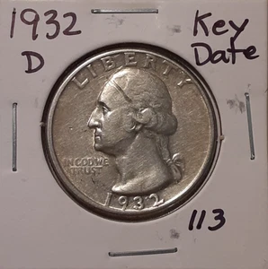 1932-D 25C Denver Mint Washington Quarter 90% silver US (#113-1500/469) - Picture 1 of 4
