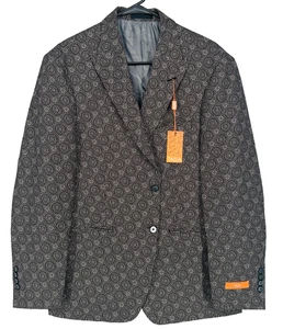 TALLIA Blazer Mens Size 42S Black Silver Metallic Medallion Slim Fit NWT - Picture 1 of 10
