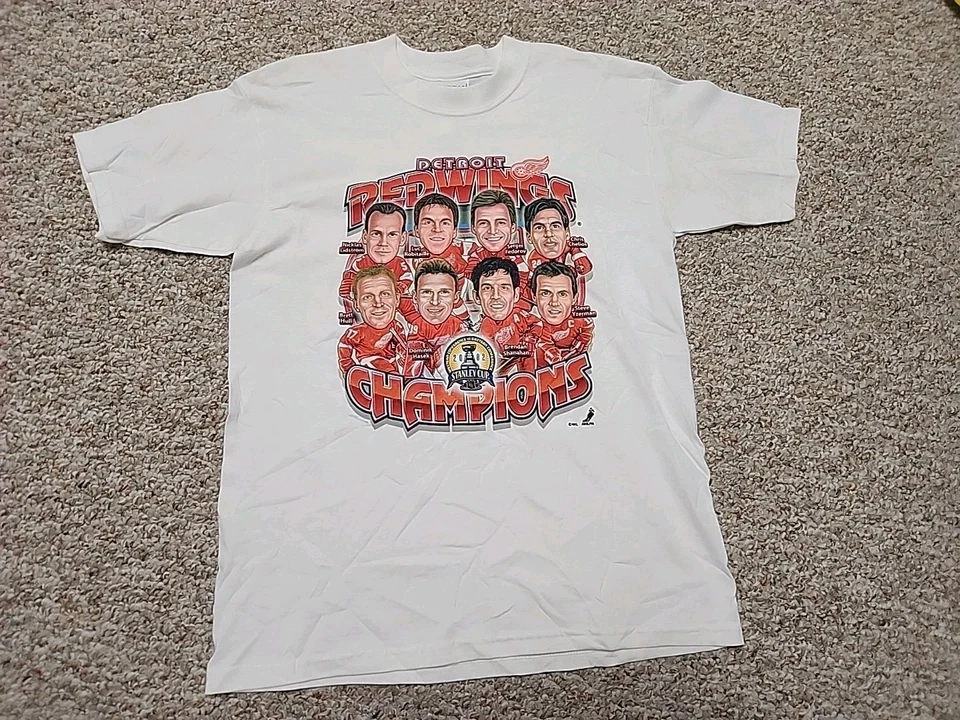VTG Detroit Red Wings 2002 Stanley Cup Champions Caricature T Shirt Youth XL NWT - Image 1 of 4