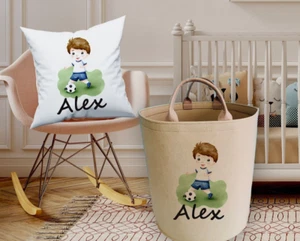 Personalised Football design Toy Felt Basket ,Storage Bag Tub, organiser - Picture 1 of 2