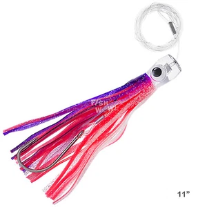 11" Pink Purple Fishing cup Trolling Skirt rigged Lure Resin Head big game mahi - Picture 1 of 4