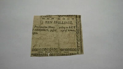 1761 Ten Shillings North Carolina NC Colonial Currency Bank Note Bill 10s RARE - Image 1 of 2