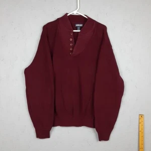 Vintage Lands End Sweater Mens XL Red 46-48 Grandpa 90s Burgundy Button USA - Picture 1 of 9