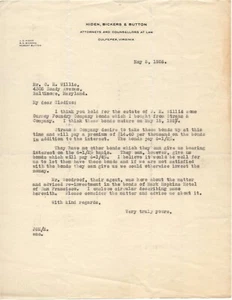 1926 Hiden, Bickers & Button Attorneys at Law Letter Culpepper, Virginia - Picture 1 of 1