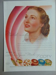 1940 COTY Air-Fil Make-Up Donna con trucco su pubblicità stampa artistica vintage - Foto 1 di 1