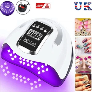 Nail Lamp 280W UV 66LED Lamp Gel Nail Dryer Pedicure Machine Spa Tool UK Stock - Picture 1 of 13