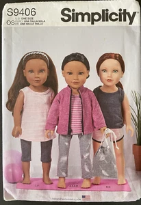 Simplicity Crafts Sewing Pattern #S9406,  Size 18" Tall  Doll Clothes Wardrobe - Picture 1 of 3