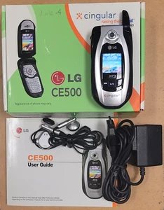 LG CE500 - Black & Silver ( Cingular / AT&T ) Super Rare MP3 Flip Phone - Boxed - Picture 1 of 14