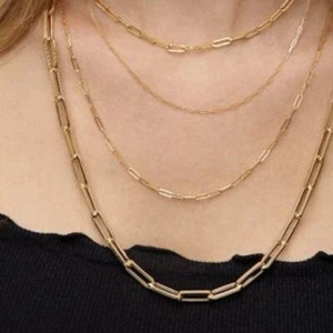 14K White Gold 2.1mm Paperclip Chain (Hollow) 16"-24" - Picture 1 of 7