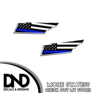 Tennessee Helm Aufkleber Polizei blaue Linie zerfetzte amerikanische Flagge Sticker 4er Pack - Bild 1 von 1
