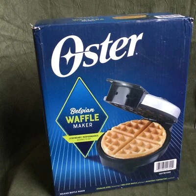Oster 8" Antiadherente Redondo FABRICANTE DE GOFRES DE BÉLGICA ~ Plateado Temperatura Ajustable Nuevo en Caja Foto 1 de 3