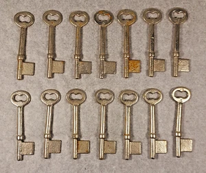SCHLOSSER 14 Vintage ungeschnittene Bit Schlüssel Rohlinge (Skelettschlüssel) #5 massiv - Bild 1 von 6