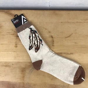 Ace EE. UU. Adulto MEDIANO Calcetines Nativos Americanos Plumas/Cuentas Calcetines Crewsock Nuevo con Etiquetas - Imagen 1 de 6