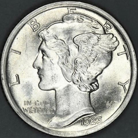 1923 Mercury Dime with full split bands, beautiful very high uncirculated Dime Cover