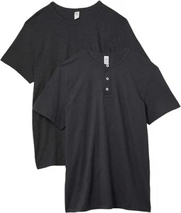 Alternative 274911 Slub T-Shirt 2er-Pack Garderobenpaket Rundhalsausschnitt und V-Ausschnitt schwarz LG - Bild 1 von 1