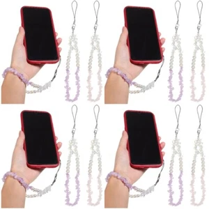 4 Count Handy Kette Schlüsselband Aus Kristallperlen Telefonanhänger - Afbeelding 1 van 12