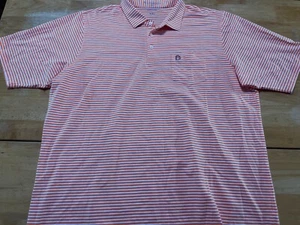 B Draddy 2XL Peach Stripe Short Sleeve Polo Shirt A13 - Picture 1 of 6