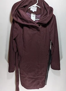 NWT Womens Cole Haan Belted Asymmetrical Maroon Wool Coat Jacket Size 8 MSRP$350 - Picture 1 of 4