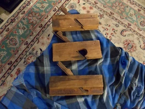 Antique MOULDING HAND PLANE Wood Plane Lot Of 3 Unique Primitives W/ Rust Patina - Picture 1 of 10