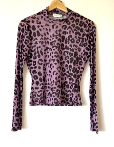 Lovers & Friends Pink & Black Sheer Stretch Mesh Animal Print Top - Size M - Picture 1 of 9
