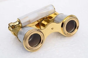 Opulent Brass Binoculars with Detailed Marble Handle - A Stunning Piece of Art - Picture 1 of 9