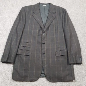 Brioni Jacket Mens 48L Brown Plaid Wool 3-Button Sport Coat Suit Made in Italy - Picture 1 of 12