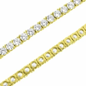 New "BS" Sterling Silver Gold Tone 41 Carats 4"mm CZ Tennis Necklace 26" Inch - Picture 1 of 10