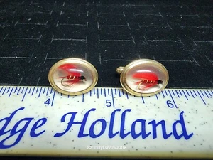 Vintage Anson Cufflinks Red Fishing Fly Trout Fishing Angler Wear New No Box - Picture 1 of 2