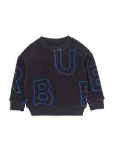 BURBERRY Edgar Scattered Logo Sweatshirt Little Boys 12Y Navy/Black Pullover L/S - Picture 1 of 17