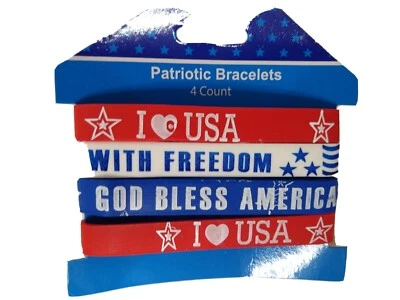 Pulsera Banda Goma Patriótica Estilo 4 Paquete Nuevo 1 Talla se adapta a la mayoría  Foto 1 de 4
