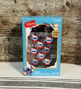 Disney Christmas Santa Stitch Blinking Holiday LED String Lights (8pc) - Picture 1 of 5