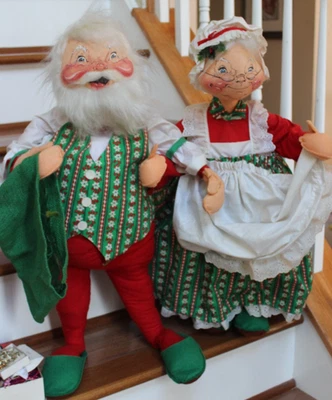 Muñecas de Navidad Annalee 1983 grandes 30" Mr & Mrs Santa Claus EE. UU. - EN MUY BUEN ESTADO Foto 1 de 4