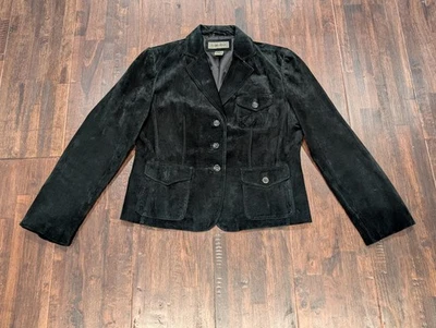 Preston & York Jacket Womens Medium Black Genuine Leather Blazer Pockets Suede - Image 1 of 4