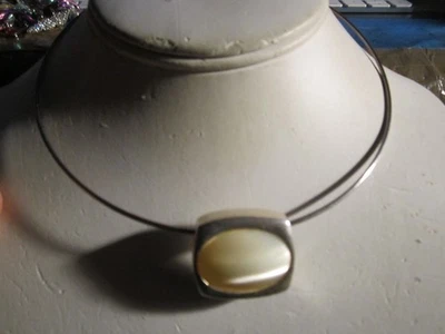 COLLAR GARGANTILLA PLATA ESTERLINA 16" Y COLGANTE PIEDRA LUNAR 20g - - BBA-16A Foto 1 de 4