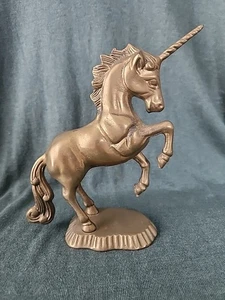 Vintage Solid BRASS Unicorn Horse Figurine STATUE Complete With Base 7" - Picture 1 of 13