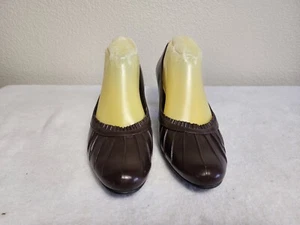 FITZ WELL Women's Shoe's Comfort Pull On Pumps Heels Leather Brown Size 11 - Picture 1 of 10
